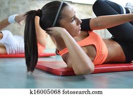 working out in the fitness studio