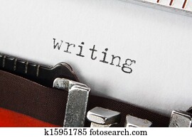 writing text on retro typewriter