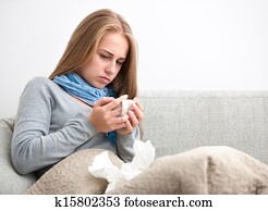 young woman having a cold