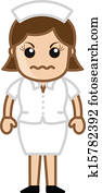 zornige, krankenschwester, zeichen