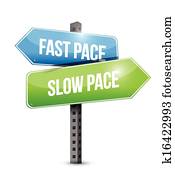 ātrs, gaita, lēni, gaita, dzelzceļš, dot zīmi, ilustrācija