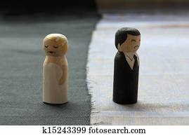 אישה, ו, husbend, doodles, ב, גרש, מעבד, מושג, שבור, מערכות יחסים