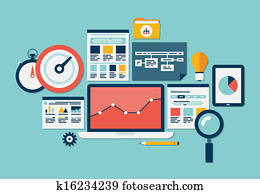 אתר אינטרנט, seo, ו, analytics, איקונים