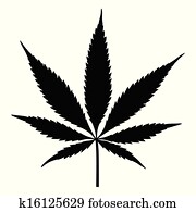וקטור, עלה של קנבוס, silhouette., marijuana.