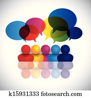 מושג, וקטור, של, ילדים של בית הספר, לדבר, או, צוות של משרד, פגישה