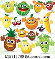 מצחיק, ציור היתולי, fruits., צבעוני, גזוז אומנות