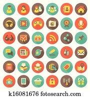 סוציאלי, קשירת קשרים, דירה, סיבוב, איקונים