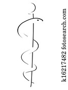 סמל רפואי, כאדאכיאס, נחש, עם, הדבק