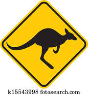 קנגורו, סימן של אזהרה, (yellow, sign)