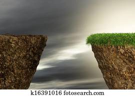 שני, צוקים, מעל, a, בקיע