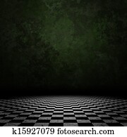 늙은, 방, 와, checkered, 바닥