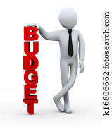 3d businessman with word budget