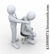 3d doctor examines patient with stethoscope 