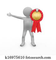 3D man with an award 3D man with an award
