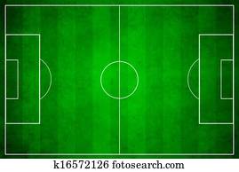 3d, דמות, של, ירוק, כדורגל, field,, כדורגל