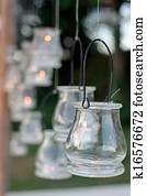 A wedding reception decorated with candles A wedding reception decorated with candles