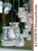 A wedding reception decorated with candles A wedding reception decorated with candles
