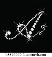 a, כתב משופע, יהלומים