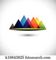 abstratos, coloridos, colinas, &, gamas montesas, &, gramado, ícone