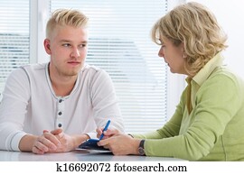 adolescente, tendo, um, terapia, sessão