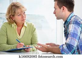 adolescente, tendo, um, terapia, sessão