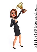 affärsverksamhet kvinna, med, pris