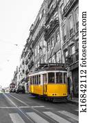 amarela, bonde, movimento, lisboa, portugal