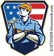 American Builder Carpenter Hammer Crest Retro American Builder Carpenter Hammer Crest Retro
