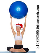 atleet, met, de, bal, en, hoofdeksel, van, santa claus