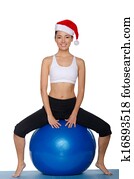 aziatisch meisje, met, een, bal, tussen, zijn, benen