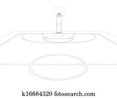 Basketball court. Wire frame Basketball court. Wire frame