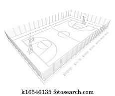 Basketball court. Wire frame Basketball court. Wire frame