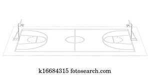 Basketball court. Wire frame Basketball court. Wire frame