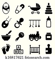 bebê, e, nascimento, ícones