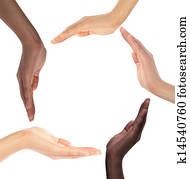 begrifflich, symbol, von, multirassisch, menschliche hände, machen kreises