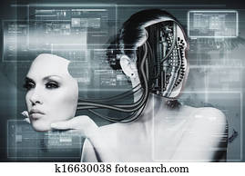 Biomechanical Woman, abstract futuristic backgrounds for your design