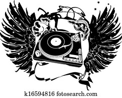 Black And White Wings DJ Flayer. Vector Illustration. Black And White Wings DJ Flayer. Vector Illustration.