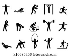 black fitness people icons set black fitness people icons set