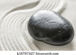 Black stone in zen garden