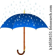 Blue umbrella and rain Blue umbrella and rain