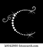 buchstabe c, mit, diamanten buchstabe c, mit, diamanten