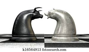 Bull And Bear Market Trend Chess Pieces