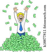 business man with a pile of money