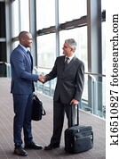 business travelers, setkání, v, letiště