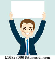Businessman Holding White Board
