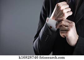 Businessman with ace card