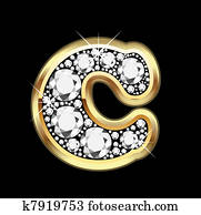 C gold with diamonds bling vector C gold with diamonds bling vector