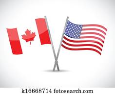 canada and us partnership concept illustration canada and us partnership concept illustration
