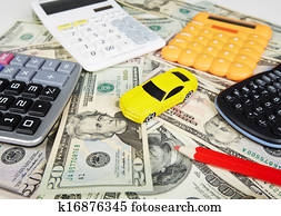 Car money and calculator.