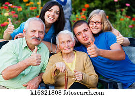 carer, e, família, polegares cima